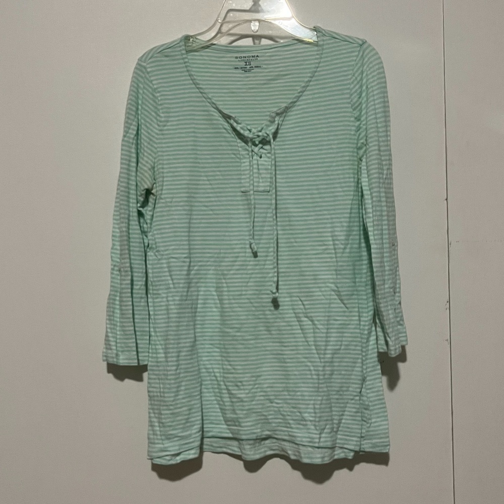 XS Sonoma Top; Turquoise and White